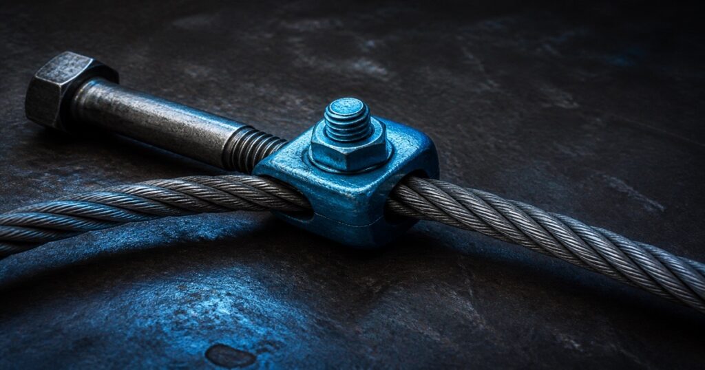 Steel cable and bolt under blue-grade light illustrating venture debt African startups